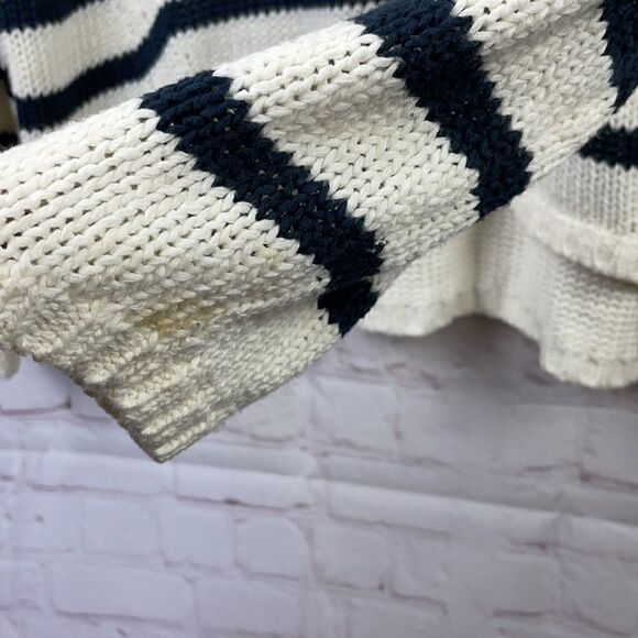 Retrod. Cream & Navy Blue striped scoop neck hi-lo sweater. XXL - Picture 6 of 10